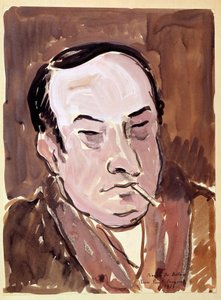 Retrato do poeta Leon Paul Fargue (1876-1947) Desenho de Pierre de Belay (1890-1947) 1934. Paris, B.N.