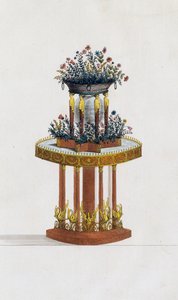 Suporte de flores em mogno e bronze, placa 287, ilustração da Collection de meubles et objects de gout (Coleção de móveis e objetos de gosto) de Pierre de La Mesangere