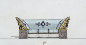 Sofá, prato 106, ilustração da Collection de meubles et objects de gout (Coleção de móveis e objetos de gosto)