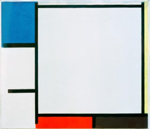 Composição com azul, amarelo, vermelho, preto e cinza de Piet Mondrian