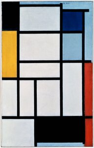 Composição com vermelho, preto, amarelo, azul e cinzento de Piet Mondrian