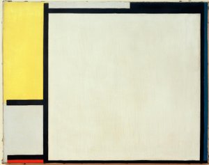 Composição com amarelo, preto, azul, vermelho e cinza de Piet Mondrian
