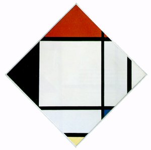 Composição de losango em vermelho, preto, azul e amarelo, 1925