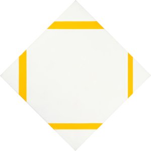 Composição de losango com quatro linhas amarelas de Piet Mondrian