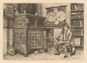 Homem de leitura num interior de Piet Verhaert