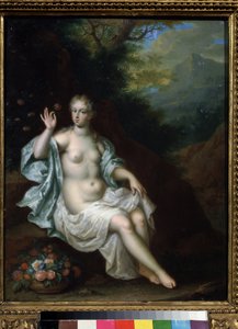 ""Retrato da Ninfa Flore"" (Flora) Pintura de Pieter Born (Borm) (1650-1682) Coleções particulares do século XVII do Museu Pushkin, Moscou de Pieter Borm