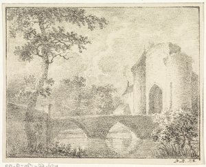 Castelo com ponte numa paisagem de Pieter Bartholomeusz. Barbiers