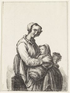 Mãe com bebé e criança de colo de Pieter Bartholomeusz. Barbiers
