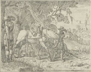 Cavalo selado com soldados de Pieter Bodding van Laer