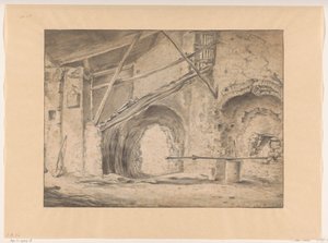 Interior com portão e escadas de Pieter Bodding van Laer