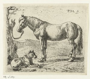 Cavalo e cão num prado
Cavalos (título da série) de Pieter Bodding van Laer