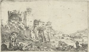 Ruínas do templo de Vénus e Roma de Pieter Bodding van Laer