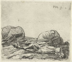 Dois cavalos mortos
Cavalos (título da série) de Pieter Bodding van Laer