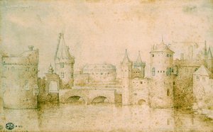 Vista das antigas fortificações de Amsterdã, Holanda, 1562 de Pieter Bruegel the Elder