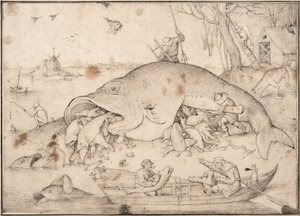 Peixes grandes comem peixes pequenos, 1556 de Pieter Bruegel the Elder