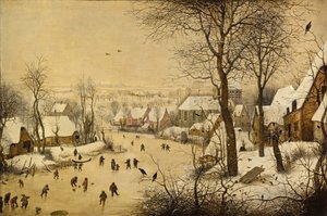 Paisagem de inverno com armadilha para pássaros de Pieter Brueghel the Elder
