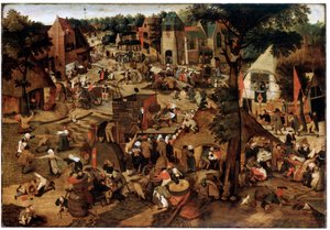 Justo com um desempenho teatral, c1580-1630 de Pieter Brueghel the Younger