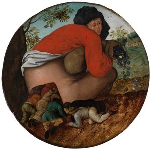O homem do saco de dinheiro e os aduladores de Pieter Brueghel the Younger