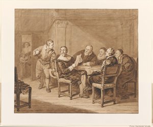 Hugo de Groot recebe mensagem de que sua esposa chegou de Pieter Christoffel Wonder (signed by artist)