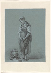 Menina de pé junto a um jarro de leite virado ao contrário de Pieter Christoffel Wonder