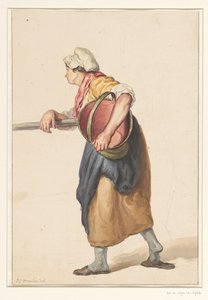 Mulher em pé com um balde debaixo do braço de Pieter Christoffel Wonder