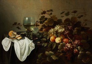 Still Life with Fruit and Roemer - Peinture de Pieter Claesz (c. 1597-1660) - 1644 - Óleo sobre tela - 104,5x146 - Szepmuveszeti Muzeum, Budapeste de Pieter Claesz