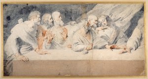 A Última Ceia de Leonardo da Vinci (gizes vermelhas e pretas sobre papel)
