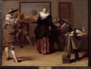 La lecon de danse Painting de Pieter Codde (1599-1678)