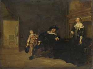 Retrato de um homem, uma mulher e um menino em um quarto, 1640