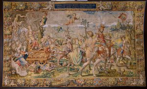 tapeçaria flamenga. Série Os sete pecados capitais: Vaidade (orgulho). O cartunista Pieter Coecke van Aelst. Atelier de Bruxelas. cerca de 1542-1544.
