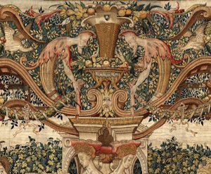 Vertumnus e Pomona: Vertumnus transformado em poda, c.1550 (ouro, lã e seda) de Pieter Coecke van Aelst