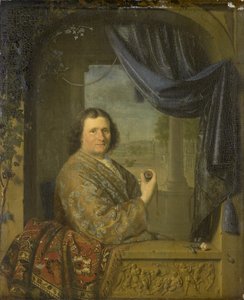 Retrato de um homem segurando um relógio, 1688 de Pieter Cornelisz Slingelandt van