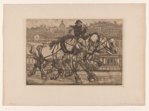 Cavalos na Pont Sully em Paris L