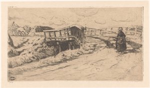 Estrada rural com ponte de Pieter Dupont