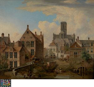 A Catedral de São Bavo e o Canal Reep em Gante de Pieter Frans De Noter