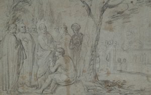 Cristo Curando o Cego (reto); Vênus e Cupido (verso) de Pieter Fransz. de Grebber