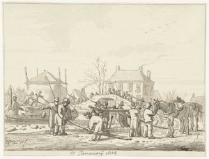 Fosso de soro de leite coalhado em Naarden, 11 de janeiro de 1814 de Pieter Gerardus van Os (signed by artist)