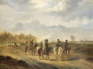 Cossacos numa estrada rural perto de Bergen, no norte da Holanda, 1813