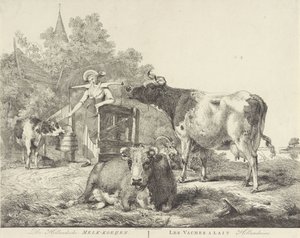 Vacas e leiteira De Hollandsche Melk-koeijen/ Les vaches â lait hollandaises (título no objeto) de Pieter Gerardus van Os