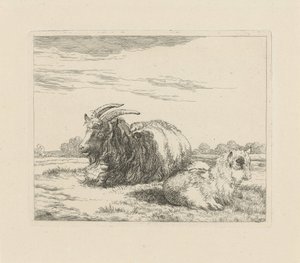 Cabra reclinada e cabrito Ovelhas e cabras (título da série)