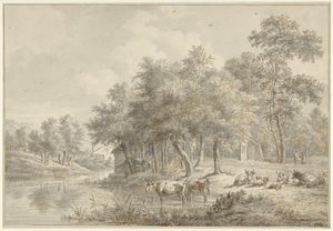 Paisagem fluvial com gado de Pieter Gerardus van Os