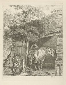 Dois cavalos em um celeiro de Pieter Gerardus van Os