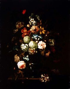 Natureza morta com flores num vaso de vidro de Pieter Hardime