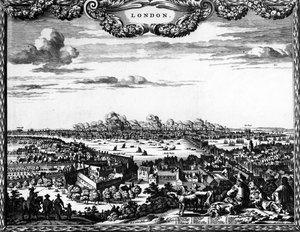 Broadside do Grande Incêndio de Londres, 1666 de Pieter Hendricksz Schut