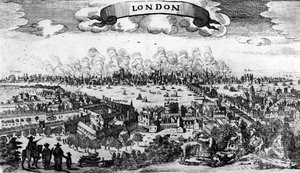 Broadside do Grande Incêndio de Londres, 1666 de Pieter Hendricksz Schut