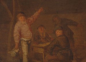 Camponeses bebendo em um celeiro de Pieter Hermansz. Verelst