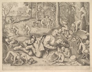 O mercador roubado por macacos, 1562 de Pieter Heyden van der