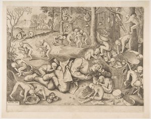 O mercador roubado por macacos, 1562 de Pieter Heyden van der