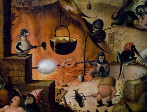Inferno, detalhe do Juízo Final, ca 1554, pintura de Pieter Huys (ca 1520-ca 1584), óleo sobre painel