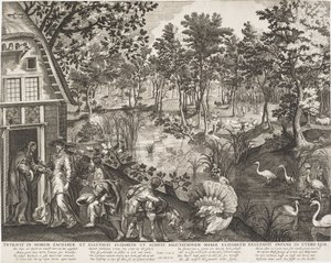 A visitação em uma paisagem arborizada de Pieter II de Jode
